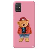 WANNA PROTECT Samsung A51 ile Uyumlu Pembe Renkli Premium Kadifeli Ayıcık Desenli Silikon Telefon Kılıfı ayicik_179