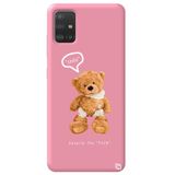 WANNA PROTECT Samsung A51 ile Uyumlu Pembe Renkli Premium Kadifeli Ayıcık Desenli Silikon Telefon Kılıfı ayicik2_179