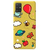 WANNA PROTECT Samsung A51 ile Uyumlu Sarı Renkli Arı Balon Desenli Silikon Telefon Kılıfı aribalonn_179