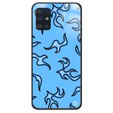 WANNA PROTECT Samsung A71 ile Uyumlu Alev Premium Desenli Glossy Kılıf, Mavi alevglossy_184