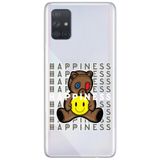 WANNA PROTECT Samsung A71 ile Uyumlu Ayıcık Desenli Şeffaf Silikon Telefon Kılıfı happiness_180