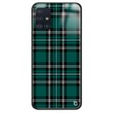WANNA PROTECT Samsung A71 ile Uyumlu Ekose Kumaş Premium Desenli Glossy Kılıf, Koyu Yeşil kumasglossy_184