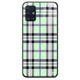 WANNA PROTECT Samsung A71 ile Uyumlu Ekose Kumaş Premium Desenli Glossy Kılıf, Su Yeşili kumasglossy_184