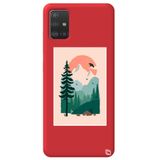 WANNA PROTECT Samsung A71 ile Uyumlu Kırmızı Renkli Wild Oak Desenli Silikon Telefon Kılıfı, İç Kadife wildoakk_180