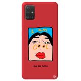 WANNA PROTECT Samsung A71 ile Uyumlu Kırmızı Silikon Telefon Kılıfı, Premium Kadifeli İç, Cool Desenli cool_180