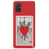 WANNA PROTECT Samsung A71 ile Uyumlu Kırmızı Tarot Kalp Desenli Premium Silikon Telefon Kılıfı, İç Kadife