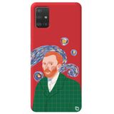 WANNA PROTECT Samsung A71 ile Uyumlu Kırmızı Van Gogh Desenli Silikon Telefon Kılıfı, İç Kadife vangogh_180