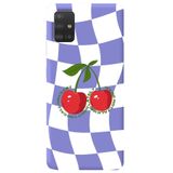 WANNA PROTECT Samsung A71 ile Uyumlu Lila Dama Kiraz Desenli, İçi Kadife Silikon Telefon Kılıfı lansmankilif_180