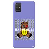 WANNA PROTECT Samsung A71 ile Uyumlu Lila Renkli, Ayıcık Desenli Premium Silikon Telefon Kılıfı happiness_180