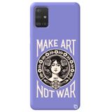 WANNA PROTECT Samsung A71 ile Uyumlu Lila Renkli Make Art Not War Kadife Desenli Silikon Telefon Kılıfı makeartnotwarr_180