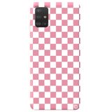 WANNA PROTECT Samsung A71 ile Uyumlu Pembe Dama Desenli Premium Silikon Telefon Kılıfı, Kadifeli İç dama_180