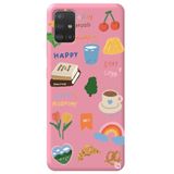 WANNA PROTECT Samsung A71 ile Uyumlu Pembe Renkli Sticker İçi Kadife Desenli Silikon Telefon Kılıfı Stickerr_180