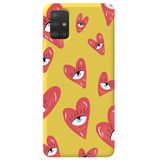 WANNA PROTECT Samsung A71 ile Uyumlu Sarı, İçi Kadife, Kalpgöz Girl Power Desenli Silikon Telefon Kılıfı kalpgöz_180