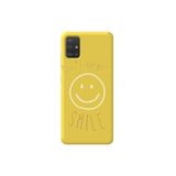 WANNA PROTECT Samsung A71 ile Uyumlu Sarı Renk Smile Desenli Silikon Telefon Kılıfı, İç Kadife