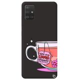 WANNA PROTECT Samsung A71 ile Uyumlu Siyah Çay Desenli Premium Silikon Telefon Kılıfı, Kadifeli İç tea_180