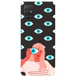 WANNA PROTECT Samsung A71 ile Uyumlu Siyah Renkli, Göz Desenli Premium Silikon Telefon Kılıfı goz_180