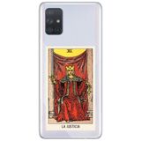 WANNA PROTECT Samsung A71 ile Uyumlu Tarot Justice Desenli Şeffaf Silikon Telefon Kılıfı