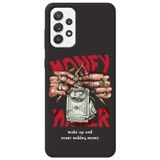 WANNA PROTECT Samsung A73 ile Uyumlu Siyah Silikon Telefon Kılıfı, Make Money Desenli, İçi Kadife lansmankilif_214