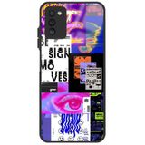 WANNA PROTECT Samsung Galaxy A02S ile Uyumlu Kamera Korumalı Glossy Kolaj Desenli Telefon Kılıfı, Renkli kolajglossy_691