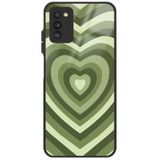 WANNA PROTECT Samsung Galaxy A02s ile Uyumlu Kamera Korumalı Kalpler Desenli Glossy Telefon Kılıfı, Yeşil