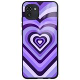 WANNA PROTECT Samsung Galaxy A02S ile Uyumlu Kamera Korumalı, Lila Kalpler Desenli, Glossy Telefon Kılıfı glossy_115