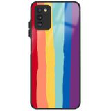WANNA PROTECT Samsung Galaxy A02s ile Uyumlu Kamera Korumalı Rainbow Gökkuşağı Desenli Glossy Telefon Kılıfı, Kırmızı