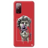 WANNA PROTECT Samsung Galaxy A02s ile Uyumlu Kırmızı Premium İçi Kadife David Desenli Silikon Telefon Kılıfı