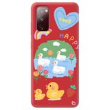 WANNA PROTECT Samsung Galaxy A02s ile Uyumlu Kırmızı Premium İçi Kadife Happy Duck Desenli Silikon Telefon Kılıfı