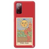 WANNA PROTECT Samsung Galaxy A02s ile Uyumlu Kırmızı Premium İçi Kadife Tarot Sun Desenli Silikon Telefon Kılıfı
