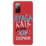 WANNA PROTECT Samsung Galaxy A02S ile Uyumlu Kırmızı Silikon Telefon Kılıfı, İçi Kadife, Kalk Girl Power Desenli ayagakalk_220