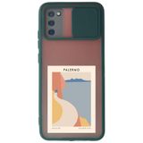 WANNA PROTECT Samsung Galaxy A02s ile Uyumlu Koyu Yeşil Kamera Korumalı Sürgülü Palermo Baskılı Silikon Kılıf