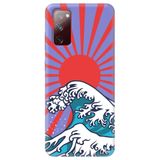 WANNA PROTECT Samsung Galaxy A02s ile Uyumlu Lila, Japon Dalgası Desenli, İçi Kadife Premium Silikon Telefon Kılıfı japondalga_220