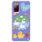 WANNA PROTECT Samsung Galaxy A02s ile Uyumlu Lila Premium İçi Kadife Happy Duck Desenli Silikon Telefon Kılıfı
