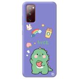 WANNA PROTECT Samsung Galaxy A02s ile Uyumlu Lila Silikon Telefon Kılıfı, Dinozor Desenli, Premium İçi Kadife