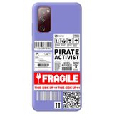 WANNA PROTECT Samsung Galaxy A02s ile Uyumlu Lila Silikon Telefon Kılıfı, Fragile Desenli, İçi Kadife fragile_220