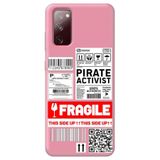 WANNA PROTECT Samsung Galaxy A02s ile Uyumlu Pembe Fragile Desenli Premium Silikon Telefon Kılıfı, İç Kadife fragile_220
