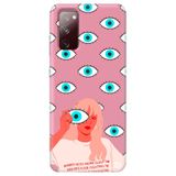 WANNA PROTECT Samsung Galaxy A02s ile Uyumlu Pembe Göz Desenli Premium Silikon Telefon Kılıfı, İçi Kadife