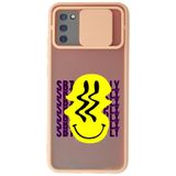 WANNA PROTECT Samsung Galaxy A02s ile Uyumlu Pembe Kamera Korumalı Sürgülü Smiley Baskılı Silikon Kılıf