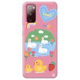 WANNA PROTECT Samsung Galaxy A02s ile Uyumlu Pembe Premium İçi Kadife Happy Duck Desenli Silikon Telefon Kılıfı