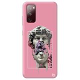 WANNA PROTECT Samsung Galaxy A02s ile Uyumlu Pembe Premium Silikon Telefon Kılıfı, İç Kadife, David Desenli