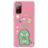 WANNA PROTECT Samsung Galaxy A02s ile Uyumlu Pembe Silikon Telefon Kılıfı, Dinozor Desenli, İçi Kadife