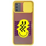 WANNA PROTECT Samsung Galaxy A02s ile Uyumlu Sarı Kamera Korumalı Sürgülü Smiley Baskılı Silikon Kılıf