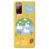 WANNA PROTECT Samsung Galaxy A02s ile Uyumlu Sarı Premium İçi Kadife Happy Duck Desenli Silikon Telefon Kılıfı