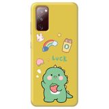 WANNA PROTECT Samsung Galaxy A02s ile Uyumlu Sarı Premium Silikon Telefon Kılıfı, Dinozor Desenli, İçi Kadife