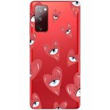 WANNA PROTECT Samsung Galaxy A02S ile Uyumlu Şeffaf Kalpgöz Girl Power Desenli Silikon Telefon Kılıfı, Kırmızı kalpgöz_220