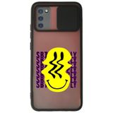 WANNA PROTECT Samsung Galaxy A02s ile Uyumlu Siyah Kamera Korumalı Sürgülü Smiley Baskılı Silikon Kılıf