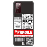 WANNA PROTECT Samsung Galaxy A02s ile Uyumlu Siyah Premium Kadife İç Fragile Desenli Silikon Telefon Kılıfı fragile_220