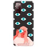 WANNA PROTECT Samsung Galaxy A02s ile Uyumlu Siyah Premium Silikon Telefon Kılıfı, Göz Desenli, İçi Kadife