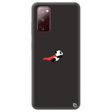 WANNA PROTECT Samsung Galaxy A02s ile Uyumlu Siyah Premium Silikon Telefon Kılıfı, Uçan Panda Desenli, İçi Kadife
