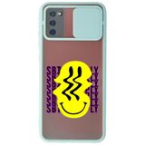 WANNA PROTECT Samsung Galaxy A02s ile Uyumlu Su Yeşili Kamera Korumalı Sürgülü Smiley Baskılı Silikon Kılıf